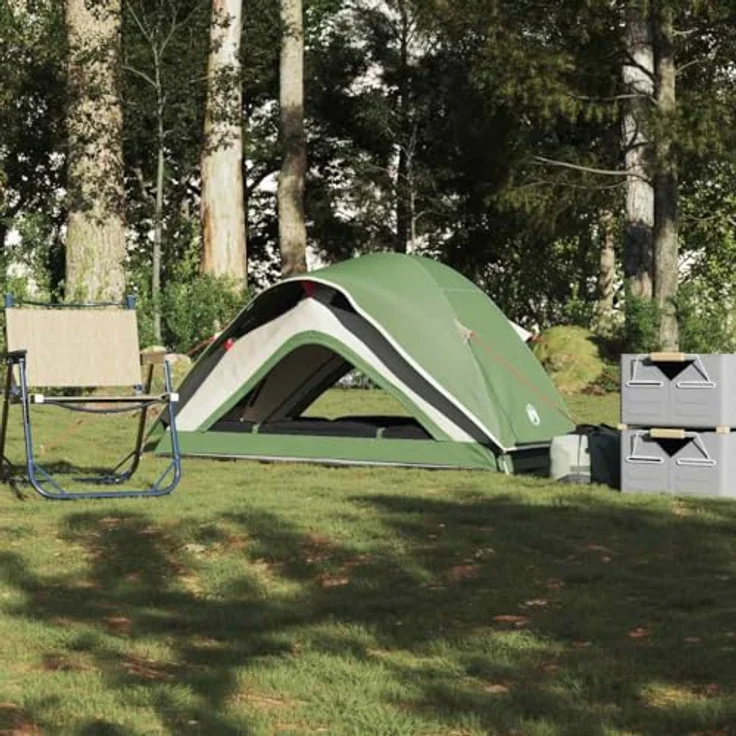 vidaXL Campingzelt 1 Person Grün, wasserdichtes, leichtes Zelt mit abnehmbarem Überzelt und einfachem Auf- und Abbau – Bild 2