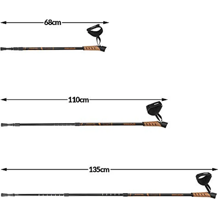Sportana Nordic Walking Stock Teleskopstock 5 Aufsätze Anti-Shock Federung Trekkingstöcke Orange – Bild 5