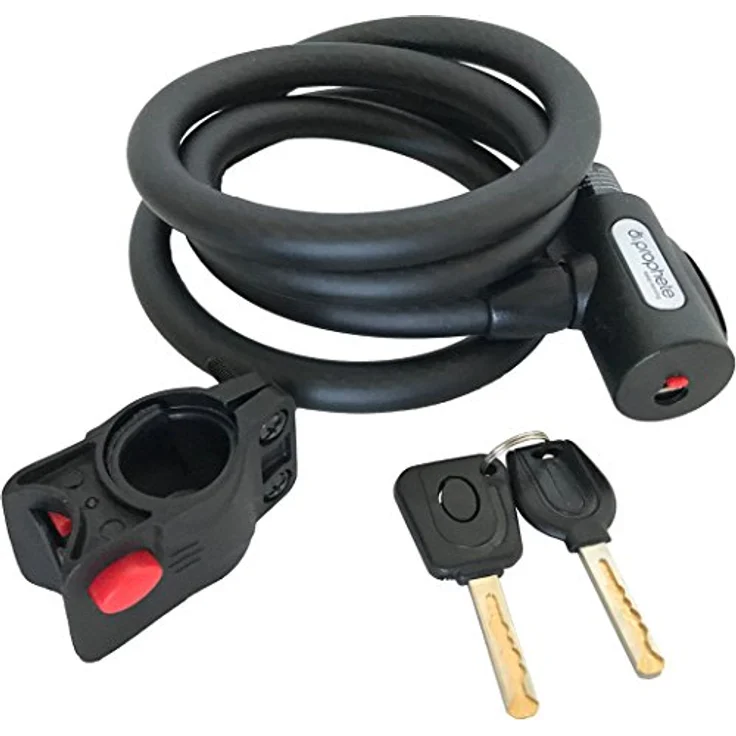 Prophete Spiralkabelschloss, 150 cm lang, Durchmesser 12 mm, mit Laser-Cut Key Technologie und Halter – Bild 4