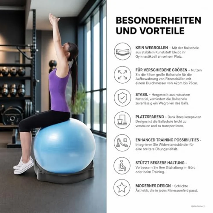 ATC-Ballschale für Gymnastikbälle 42cm bis 75cm, Schale für Fitnessball, Gymnastikball UNIVERSAL, Sitzschale Ball Schale Stopper – Bild 8