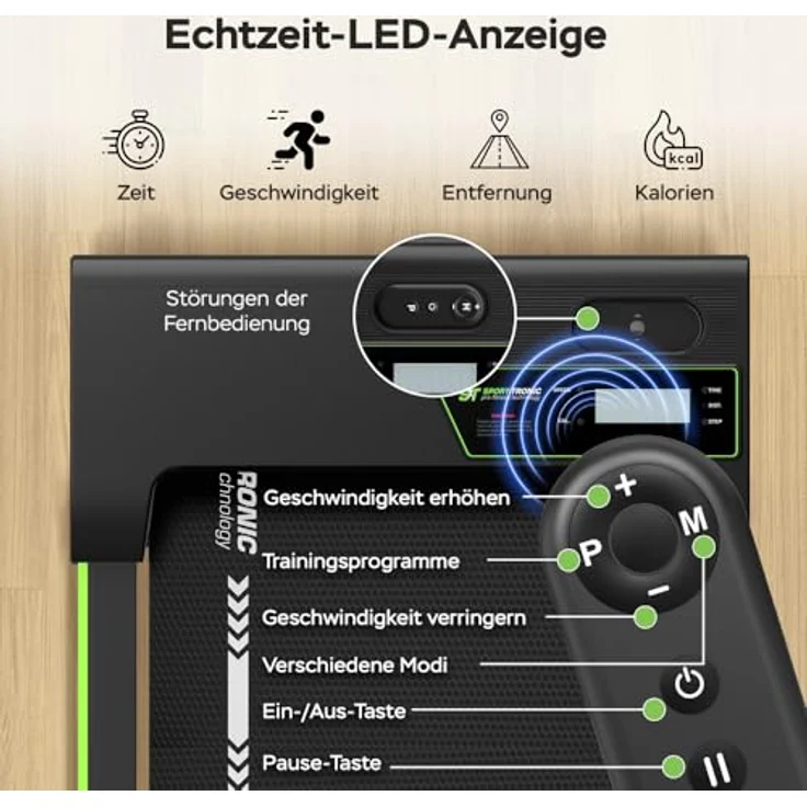 TurboTronic Walking Pad & Gehtrainer bis 6 km/h, 2 Steigungsstufen, 4 Programme, LED-Display & Fernbedienung, bis 120 kg, ultraflaches Laufband für Büro & Zuhause – Bild 5
