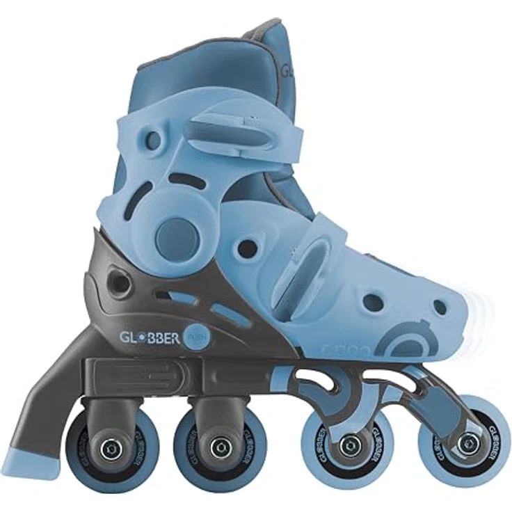 GLOBBER Learning Skates 2in1, verstellbare Inline- und Quad-Skates für Kinder Gr. 30-33, ABEC 9, Rollengröße 54x24 mm, blau – Bild 3
