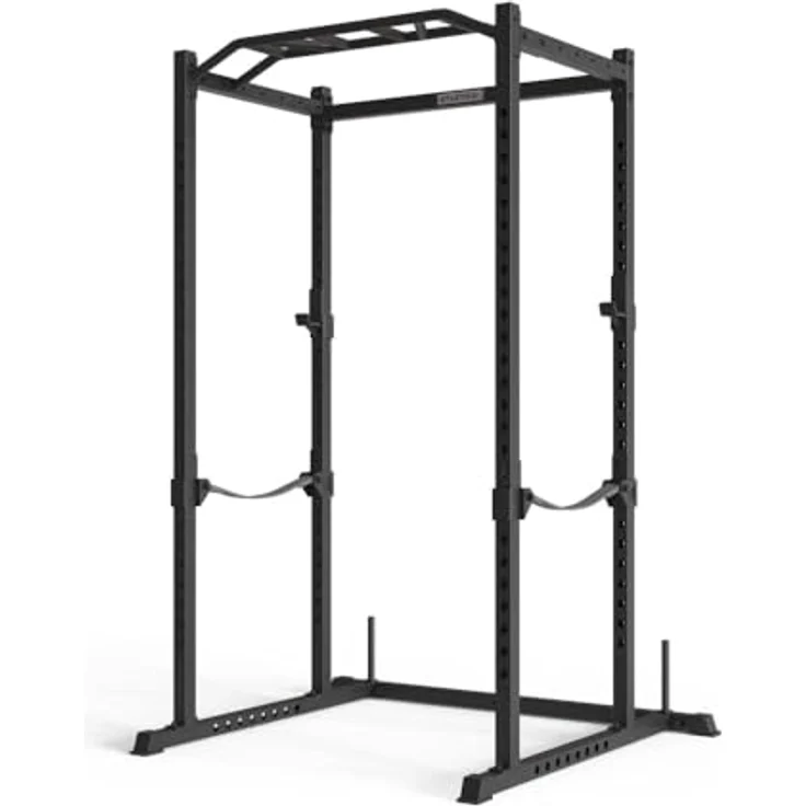 Atletica R5-Base Power Rack | Squat Rack Basiskäfig für Grundübungen | Multi-Grip Klimmzugstange, Safety Straps, J-Hooks & Gewichts-Pins | 213 cm Höhe, Kraftstationen – Bild 5