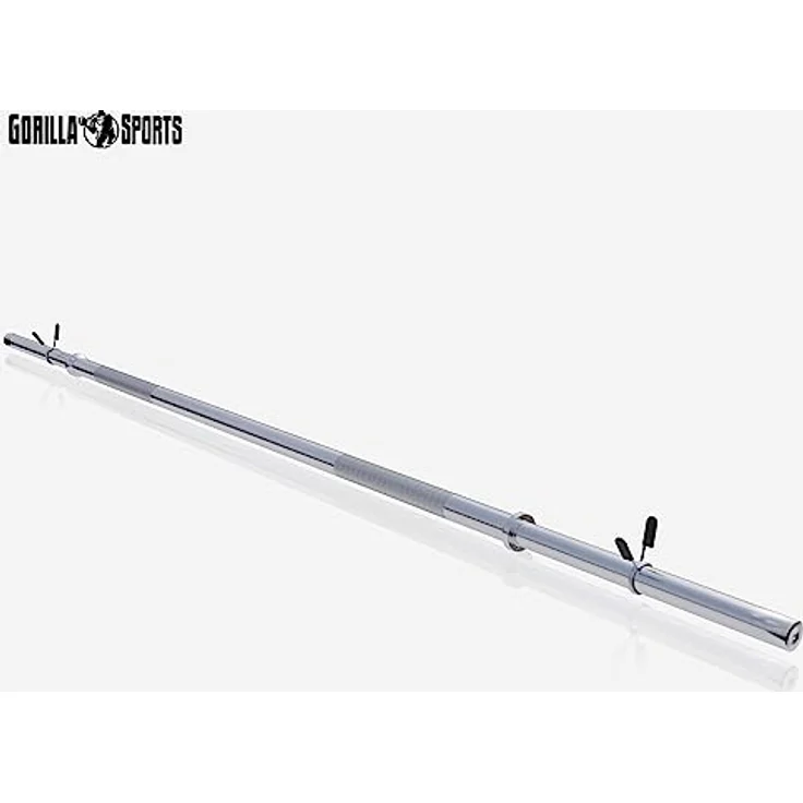 GORILLA SPORTS® Langhantelstange - Ø 30mm, 120 cm / 150 cm / 170 cm länge, mit 2 Federverschlüssen, bis 200kg Belastbar, Chrom - Langhantel, Hantelstange, Hantel, Langhantel-Stange – Bild 3