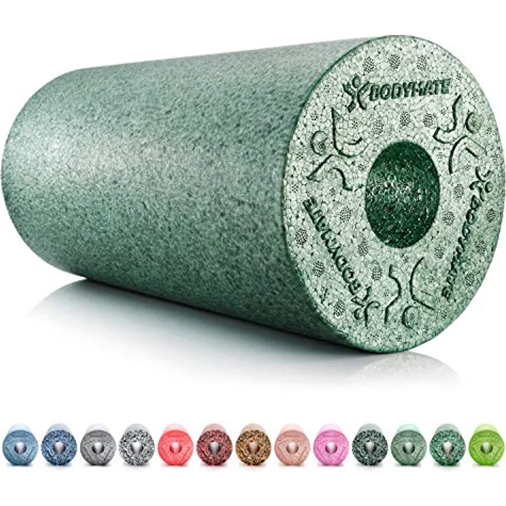 BODYMATE Faszienrolle Standard Mittel-Hart, Massage-Rolle zur Eigenmassage mit Gratis E-Book, Midnight-Green, 30x15cm – Bild 1