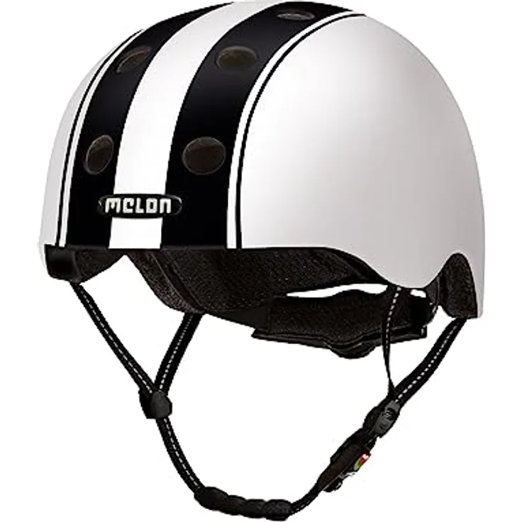 Melon Helm Urban Active Double Black White, Fahrradhelm M-L mit hoher Sicherheit und Komfort, verstellbar, inkl. Visier