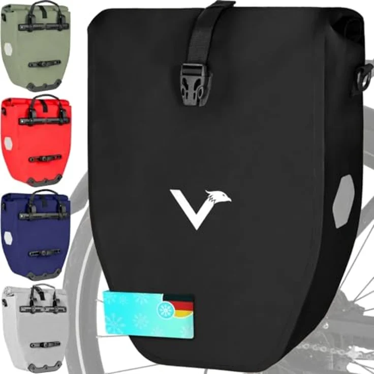 Valkental® Große & wasserdichte Gepäckträgertasche mit 23-28L Volumen, abschließbar und mit großen Reflektoren, bombenfester Sitz, mehrfach ausgezeichnet – Bild 1