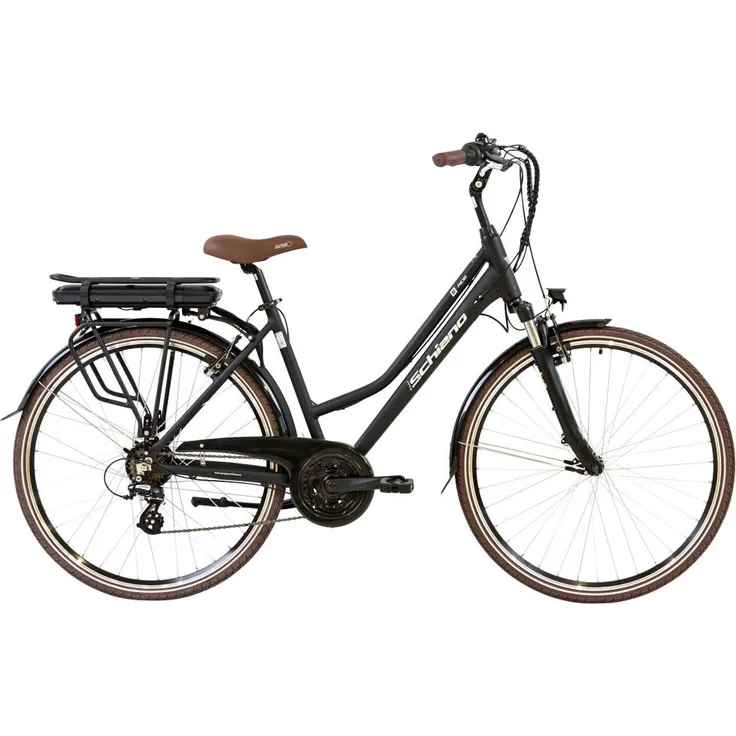 F.lli Schiano E-Ride Pedelec Damenfahrrad 28 Zoll, 21-Gang, 250 W Hinterradmotor, schwarz, für Körpergröße 160-170 cm
