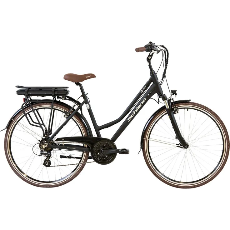 F.lli Schiano E-Ride Pedelec Damenfahrrad 28 Zoll, 21-Gang, 250 W Hinterradmotor, schwarz, für Körpergröße 160-170 cm