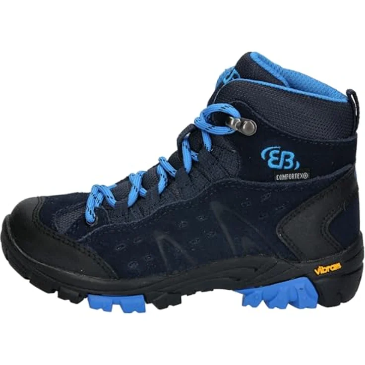 Brütting Mount Bona High Kids, Wanderschuhe für Jungen, blau, wasserdichte Comfortex-Klimamembrane, rutschfeste Vibram-Laufsohle, Größe 28 – Bild 2