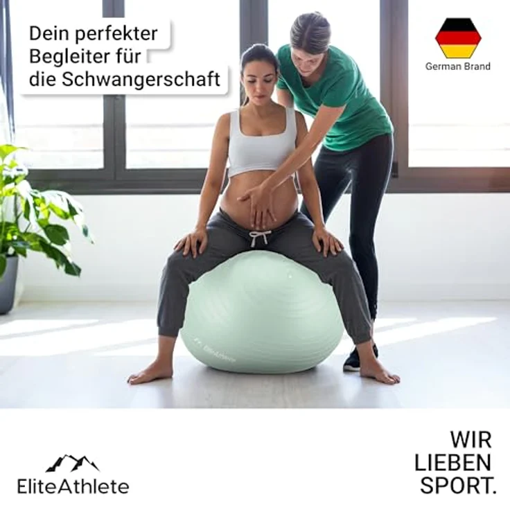 EliteAthlete Gymnastikball Sitzball Büro ergonomisch mit Anti Burst System - Fitness Pilates Schwangerschaft - Schwangerschaftsball Fitnessball Yogaball - Yoga Ball 55cm inkl. Luftpumpe – Bild 4