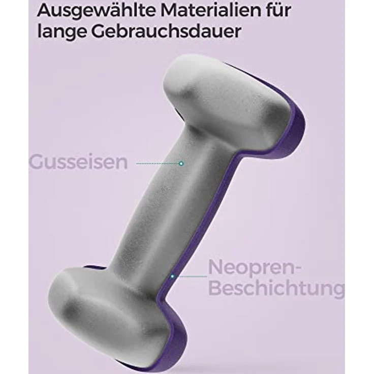 SONGMICS Hanteln, 2er Set, 2 x 1 kg, Hantelset, Kurzhanteln, Hexagon, Neopren-Beschichtung, Krafttraining, Workout, Fitnesstraining, für Zuhause, lila SYL902P02 – Bild 5