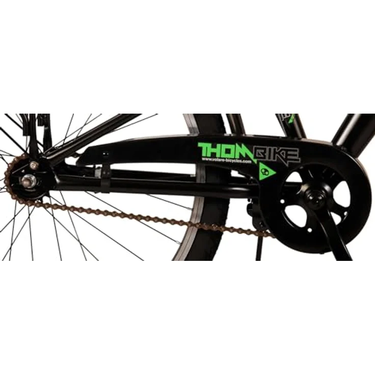Volare Thombike Kinderfahrrad - Jungen - 24 Zoll - Schwarz Grün, Cityrad mit verstellbarem Sattel und Handbremse – Bild 5