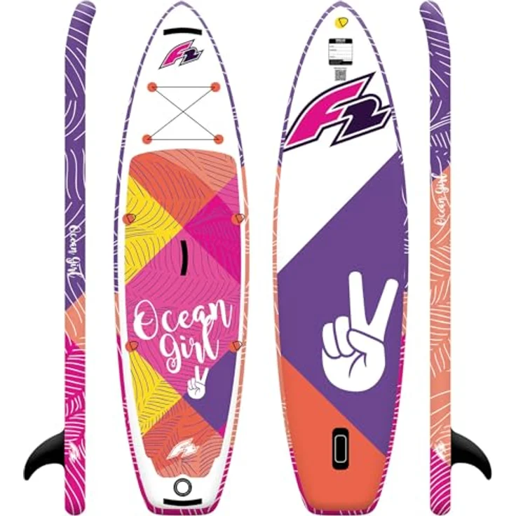 F2 Junior SUP Stand Up Paddle Board Ocean Girl, 8'2'' pink, stabil und aufblasbar mit Diamond Pad, inklusive Tasche und Kind Paddle – Bild 2