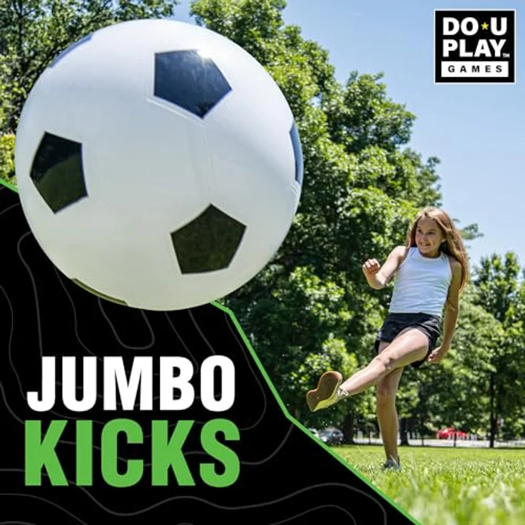 Hape DoUPlay Jumbo-Fußball, Ø 76 cm, aufblasbarer Riesen-Ball aus robustem Gummi, inkl. Handpumpe, für Kinder und Familie, ab 3 Jahren – Bild 4