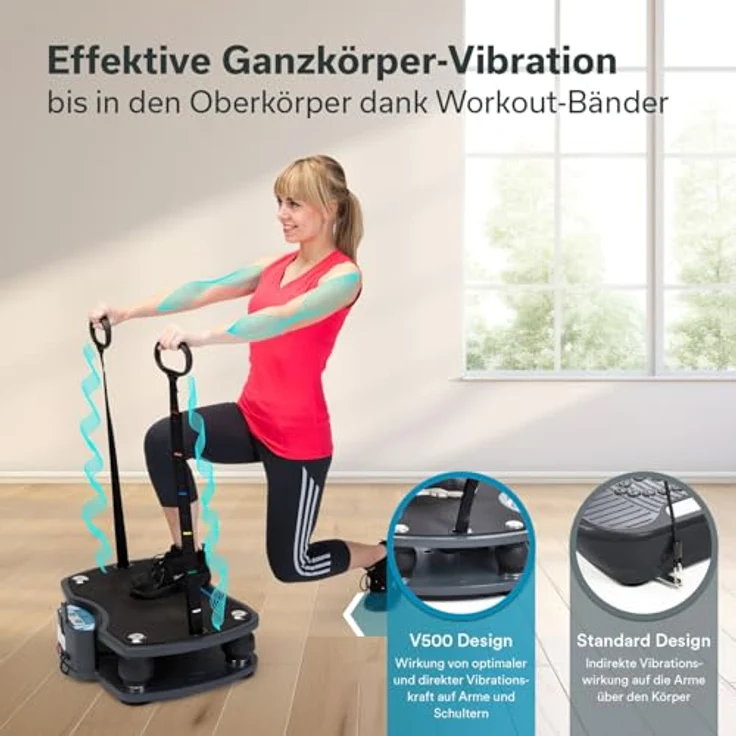 Skandika Vibrationsplatte 500, 3D Vibration mit rutschsicherer Fläche, 4 Programme + 20 Stufen, Inkl. Trainingsbänder, Fernbedienung & Poster für Fitness von Zuhause – Bild 3