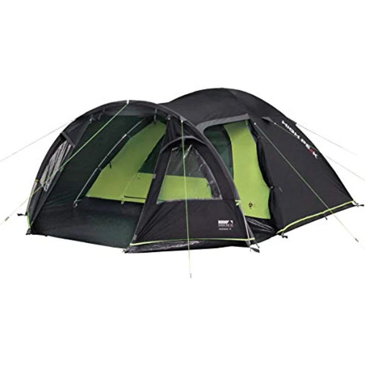 High Peak Kuppelzelt Mesos 4, Campingzelt mit Vorbau, 4.000 mm wasserdicht, Ventilationssystem, dunkelgrau/grün – Bild 1