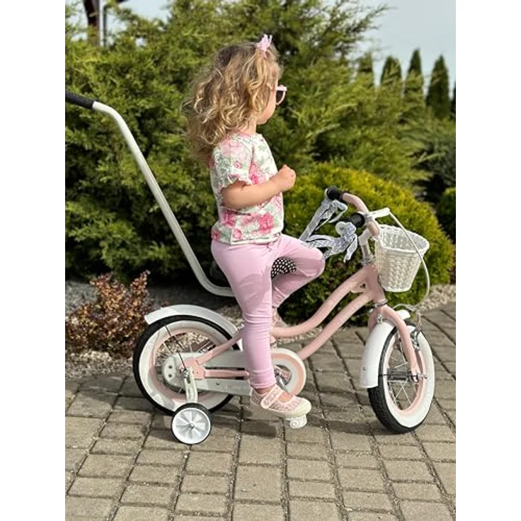 Sun Baby Silver Moon 14 Zoll Mädchenfahrrad mit Stützrädern, blau – Bild 9