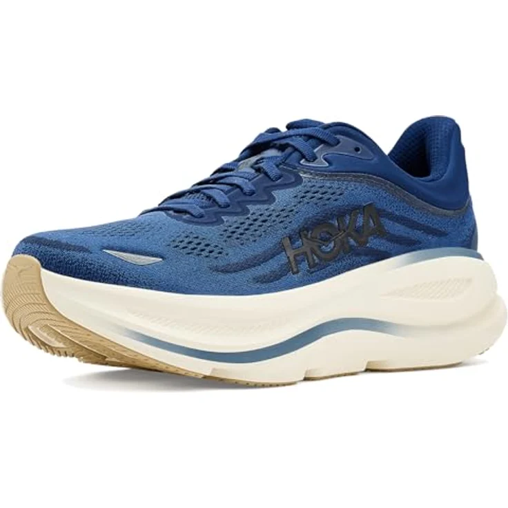 Hoka Bondi 9, Herren Laufschuhe mit maximaler Dämpfung und EVA-Schaumstoff-Zwischensohle, Größe 47 1/3, Blau – Bild 1