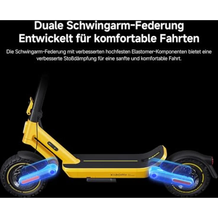 XIAOMI Electric Scooter 6 Ultra E-Roller, 12 Zoll Tubeless, 75 km Reichweite, 1200W, Vollfederung, IPX6, Yellow – Bild 4