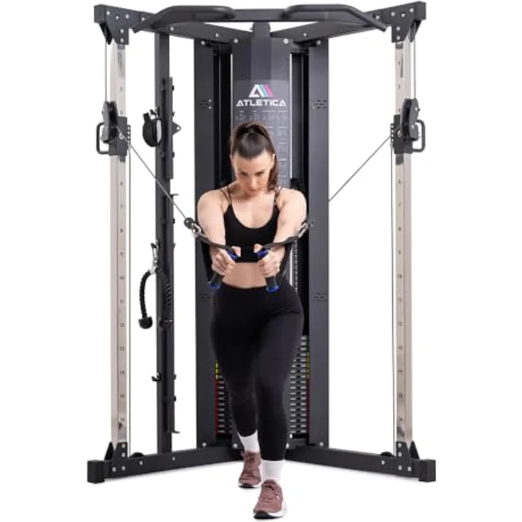 Atletica X-Five Kabelzug Station, Kraftstation für niedrige Deckenhöhen, 195 cm, 180 kg Steckgewichte, 2:1 Übersetzungsverhältnis – Bild 2