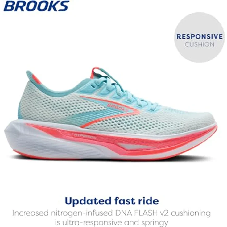 Brooks Hyperion 3, Laufschuhe mit DNA Flash v2-Dämpfung, atmungsaktiv, White/Pink Clay/Atomizer, Größe 41 – Bild 2