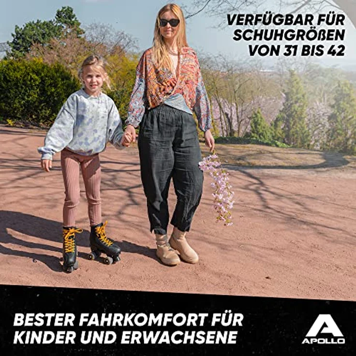 Apollo Rollschuhe Retro Discoroller, verstellbare Roller Skates, ABEC 7 Kugellager, Größenverstellbar, Retro Design - Schwarz – Bild 4