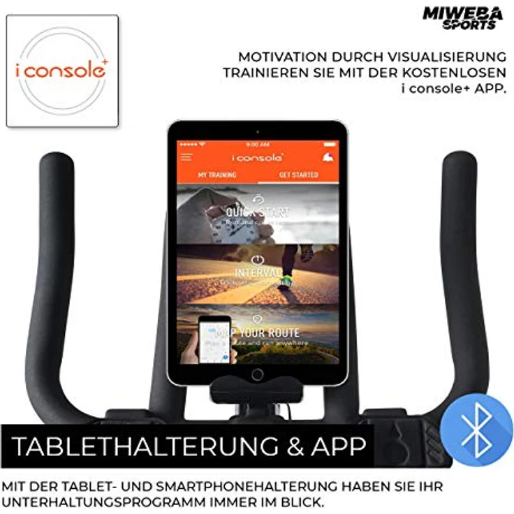 Miweba Sports Profi Indoor Cycling Bike MS400 | 22 Kg Schwungmasse - Traglast 150.0 Kg - Fitness Heimtrainer Fahrrad - Pulsmessung - Stufenfreie Widerstandsverstellung - Speedbike - Ergometer – Bild 4