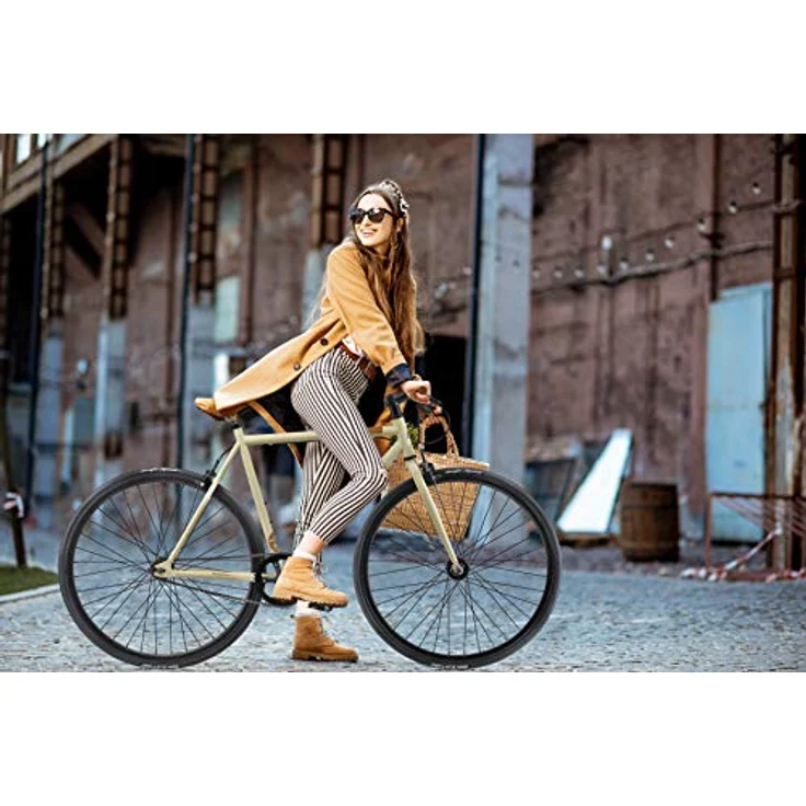 BIKESTAR Singlespeed 700C 28 Zoll City Stadt Fahrrad Fixie | Retro Vintage Herren Damen Rad | Beige & Braun | Risikofrei Testen – Bild 2