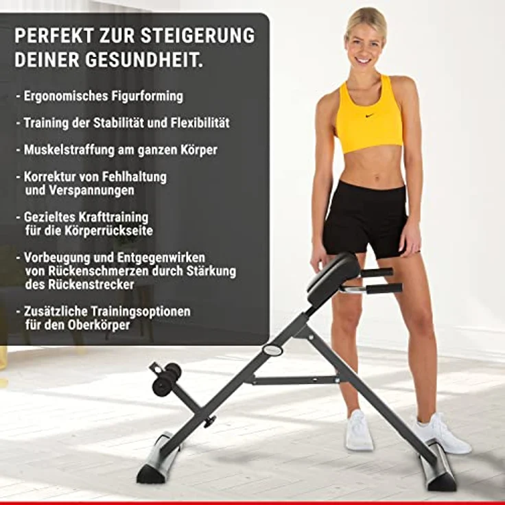 HAMMER Finnlo Bauch-/Rückentrainer Tricon, Hyperextensionsbank für einen gesunden Rücken, Dipstangen für straffe Arme, Training der schrägen Bauchmuskulatur, Stärkung des Rückenstreckers – Bild 4
