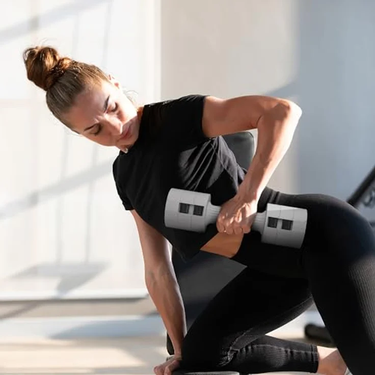 SPORTNOW 2 x 2,5 kg Hanteln, Kurzhanteln mit anpassbarem Gewicht, 1,1/1,8/2,5 kg pro Hantel, bodenschonendes Kunststoffgehäuse, Weiß – Bild 2