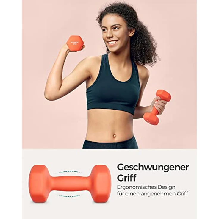 SONGMICS Hanteln, 2er Set, 2 x 3 kg, Hantelset, Kurzhanteln, Hexagon, Neopren-Beschichtung, Krafttraining, Workout, Fitnesstraining, für Zuhause, orange SYL906O01 – Bild 3