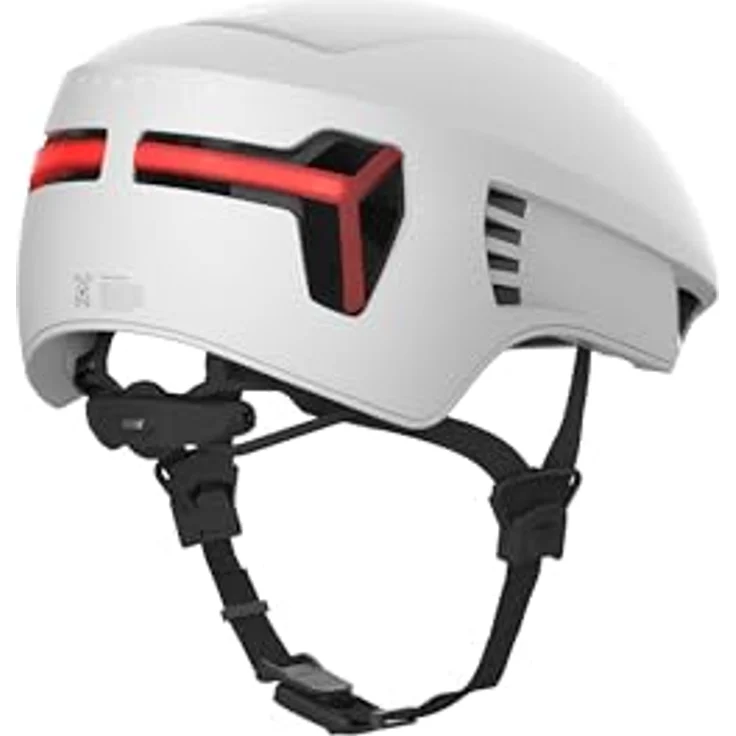 CRNK Genetic Alpha Fahrradhelm, Ultraleichter Rennradhelm mit LED-Beleuchtung, Aerodynamisch, Magnetverschluss, EPS+PC-Schutz, Weiß, Größe M – Bild 5