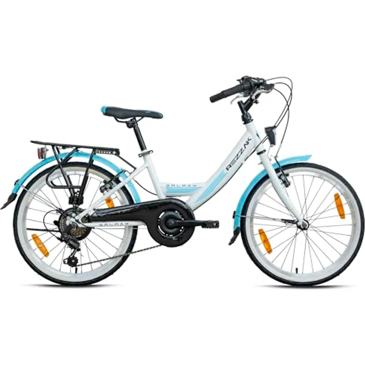 Rezzak 20 Zoll Mädchenfahrrad, 7 Gang City Bike mit Höhenverstellbarer Sattelstütze, Gepäckträger und LED-Lichtern – Bild 2
