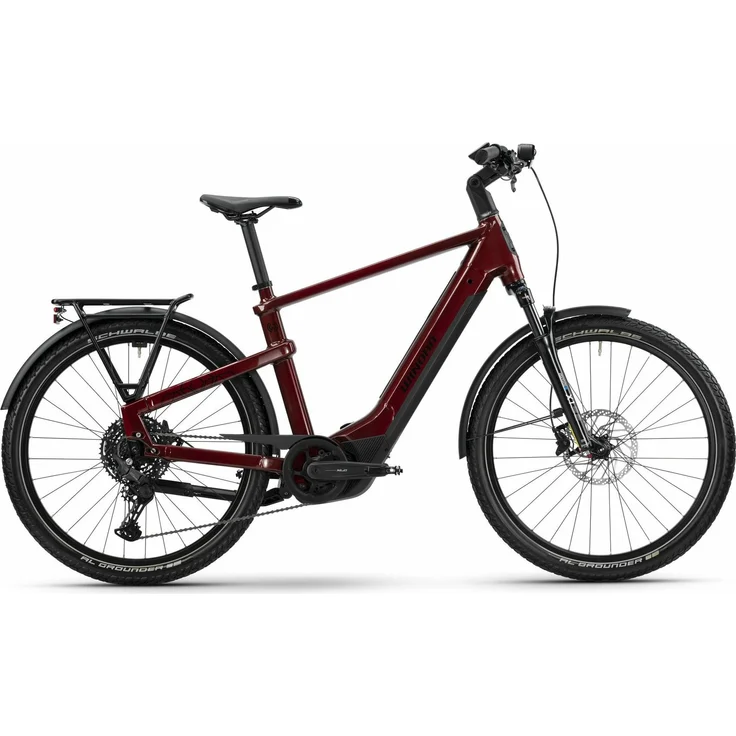 Winora YAKUN X10 Diamant E-Tourenbike, 27,5" mit 800 Wh Akku, Bosch Performance CX Motor, warm red-gloss und hellgrün