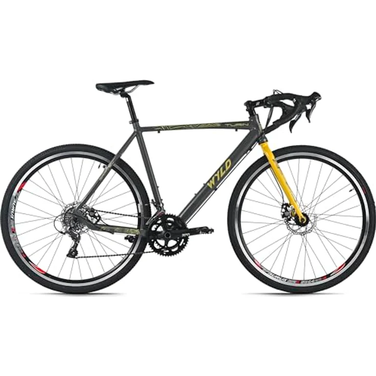 WYLD Gravelbike TURIN 28'', 16 Gänge, Aluminiumrahmen, grau-gelb, RH 56 cm – Bild 2