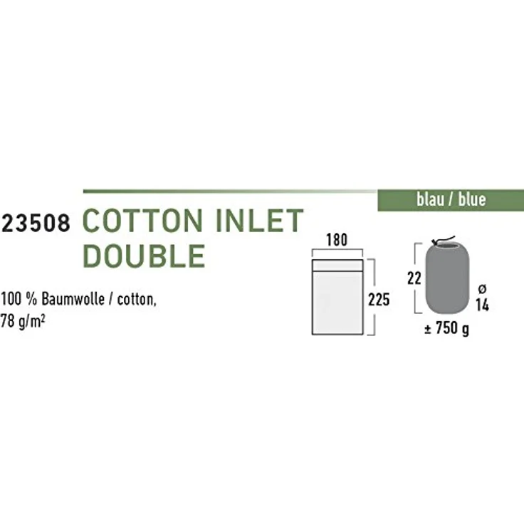 High Peak Schlafsack, 225 cm, Doppelquadratischer Baumwoll-Innenbeutel, leicht und kompakt verpackt – Bild 2