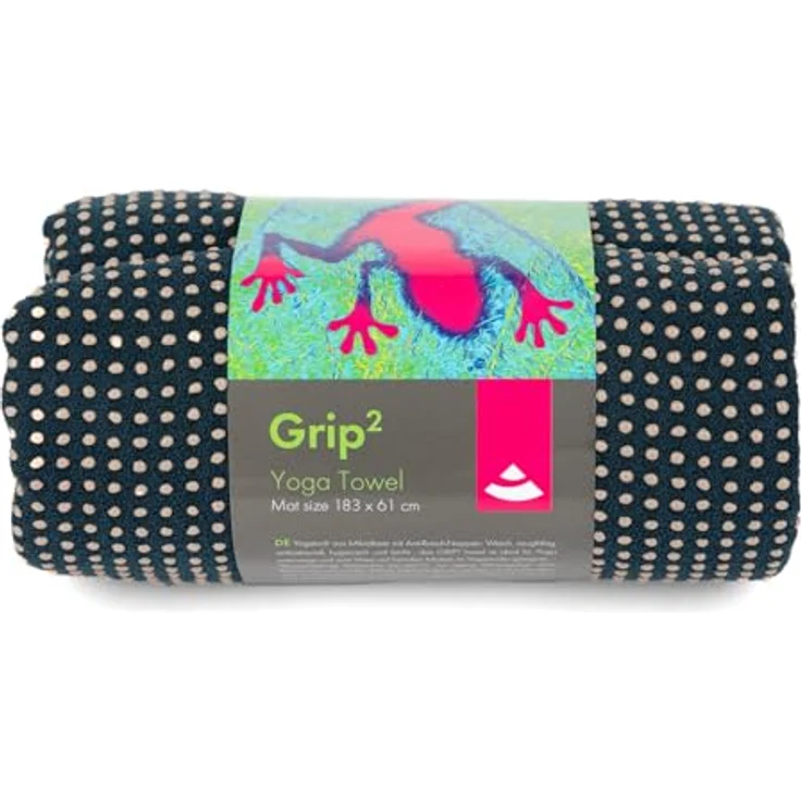 Bodhi GRIP2 Yoga Towel, Antirutsch-Mikrofaser-Yoga-Handtuch, rutschfest, antibacterial, ideal für Hot Yoga, Midnight Blue – Bild 1