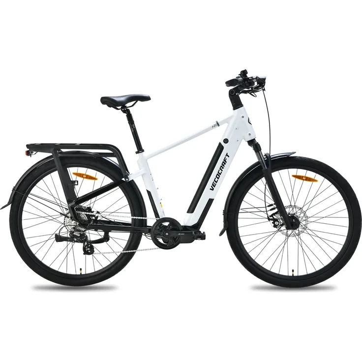 Vecocraft E-Trekking Bike ARES, 28 Zoll Elektrofahrrad mit 250W Heckmotor, 36V 13Ah Akku, weiß