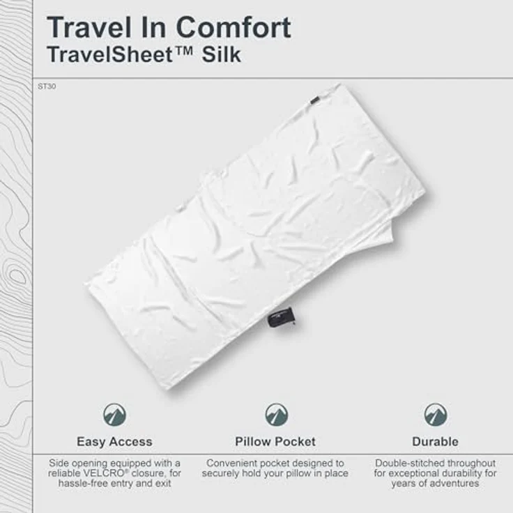 Cocoon TravelSheet, Schlafsack aus hochwertiger Seide, rechteckig, 220 cm, Wärmeleistung +5,3 °C, Seiteneinstieg mit Klettverschluss – Bild 2