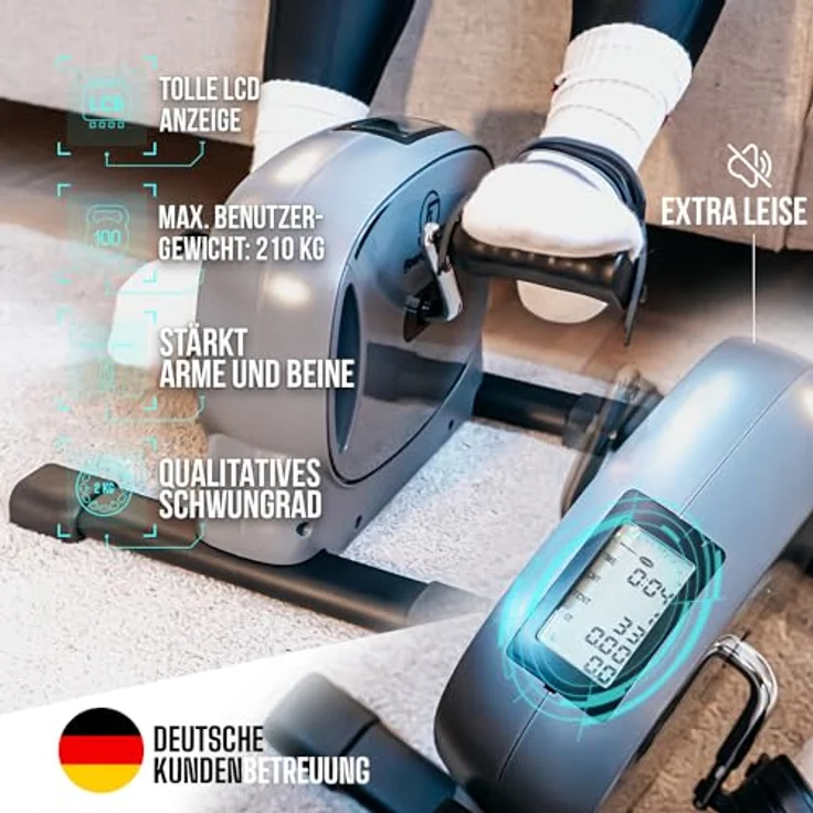 Fjoerdesports Pedaltrainer | Arm- und Beintrainer für zu Hause | extrem leiser Mini-Heimtrainer | Reha Bewegungstrainer | Training im Home-Office | Seniorentrainer | Heimtrainier – Bild 3
