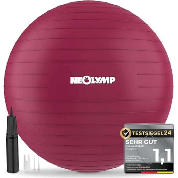 NEOLYMP Gymnastikball - Sitzball Büro ergonomisch, S Größe (Berry) - bis 300 kg belastbar, rutschfest & Anti Burst, vielseitig einsetzbar für Pilates, Yoga und Homeoffice – Bild 1