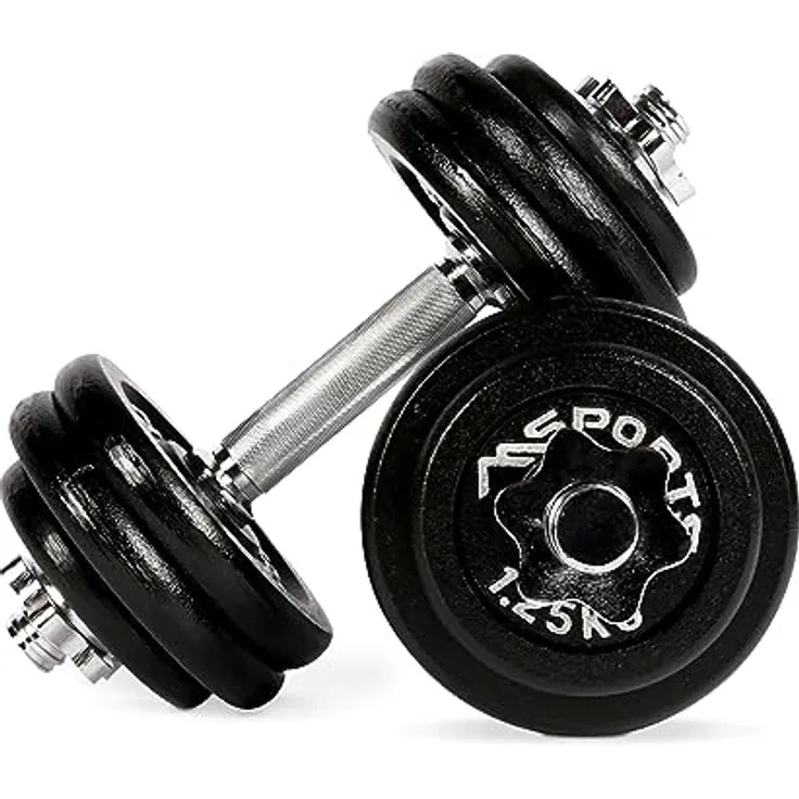 MSPORTS Kurzhantelset Professional aus Gusseisen 30 kg (2 x 15 kg) Hantel