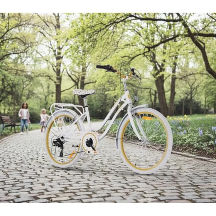 Sun Baby Heart Bike 24 Zoll Mädchenfahrrad mit 7-Gang Schaltung, Weiß-Gold – Bild 7
