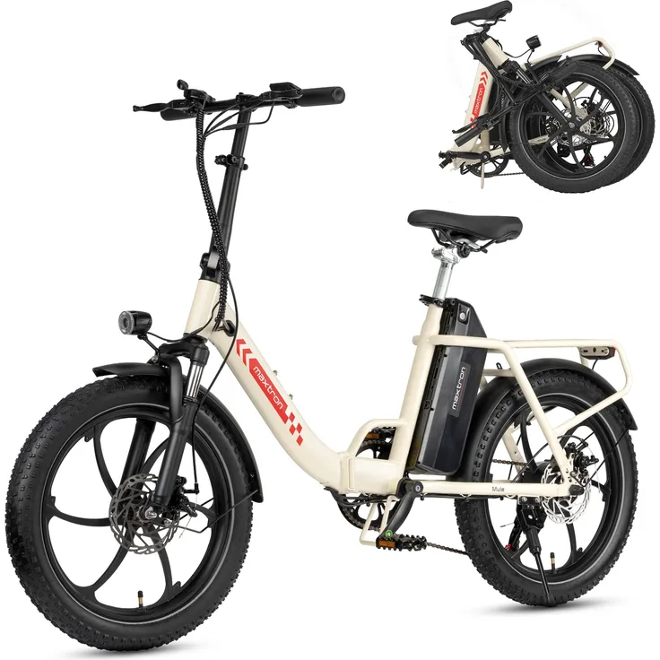 Maxtron Mule E-Bike Klapprad, 48V 20Ah XXL Akku, 100-120km Reichweite, 7-Gang Shimano, 25km/h, Damen/Herren, Schwarz