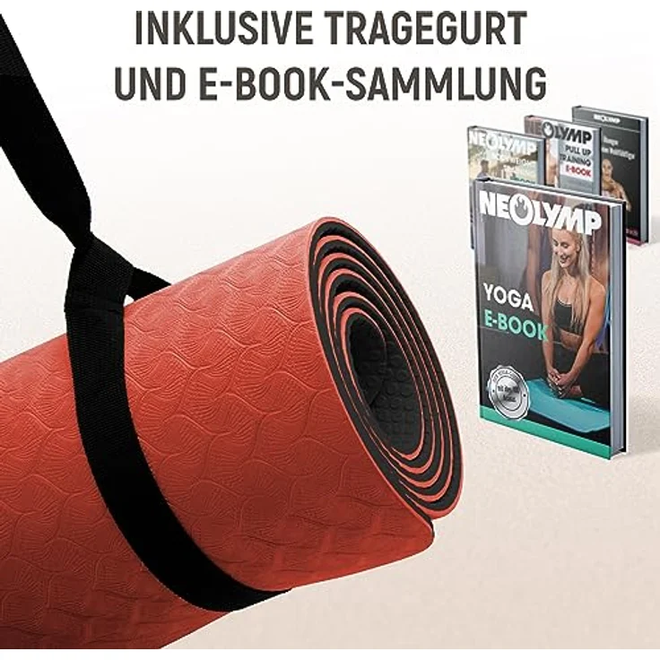 NEOLYMP Yogamatte, rutschfest und dünn, 183 x 61 cm, umweltfreundliche Gymnastikmatte mit Tragegurt und E-Book für Yoga-Übungen – Bild 3