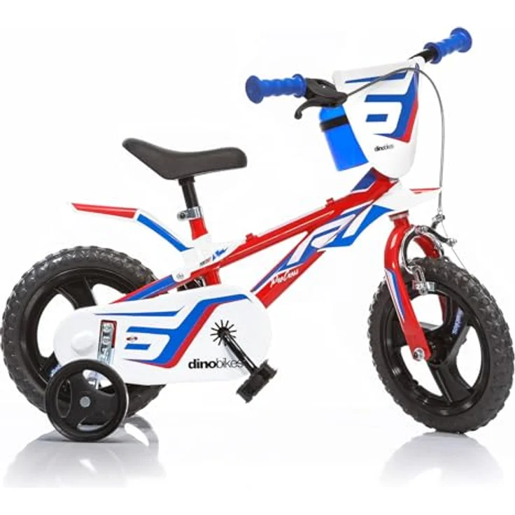 Dino Kinderfahrrad Mountainbike 12 Zoll, 1 Gang, mit Stützrädern, Frontschild und coolen Schutzblechen, in verschiedenen Farben – Bild 2