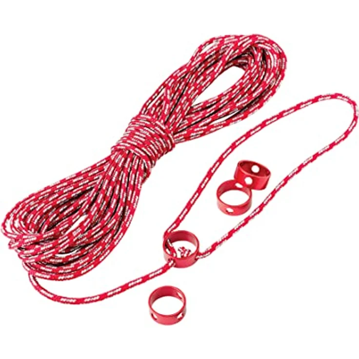 MSR Reflective Utility Cord Kit, Reflektierende Allzweckleine/Zeltspannleine, 15m, 3mm, inkl. 4 CamRing Tensioners, nur 92g – Bild 1