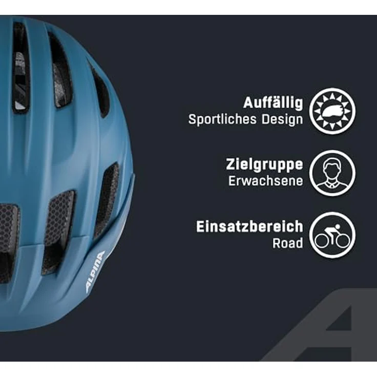 ALPINA Trekking-Fahrradhelm Paranus, sicherer und leichter Helm mit stoßabsorbierender EPS-Innenschale, blau – Bild 3