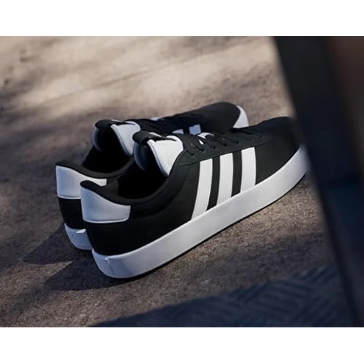 adidas VL Court 3.0 ID6278, Laufschuhe aus weichem Leder mit vulkanisierter Gummiaußensohle, schwarz/weiß – Bild 2